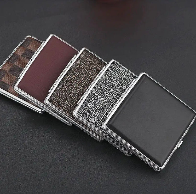 Leather Cigarette Box, 20 Cigarette Storage Box, Retro Flip Cigarette Dispenser, Ultrathin Portable Men's Cigarette Box