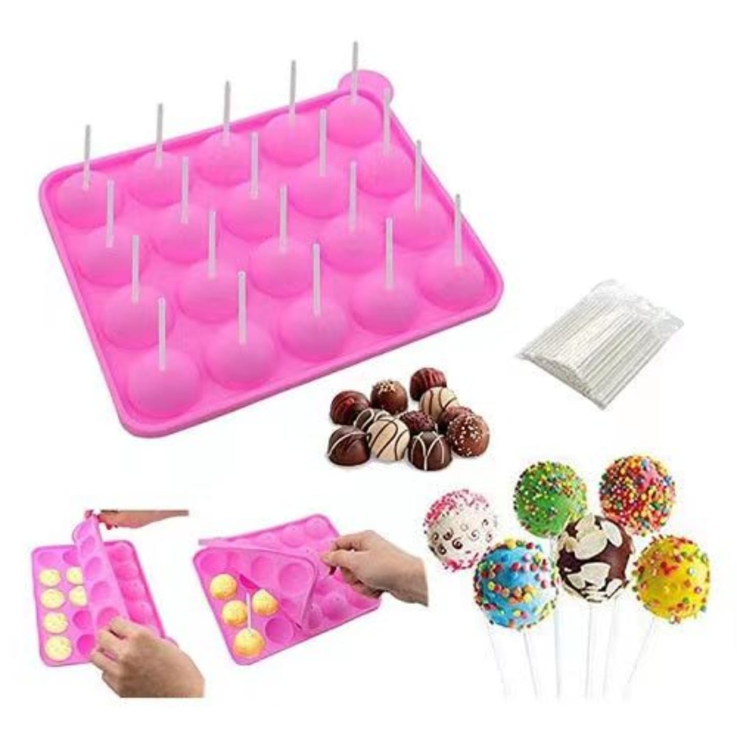 Silicone Lollipop Ice Tray, 20pcs Silicone Ice Balls Maker, Eye Ball Ice Tray