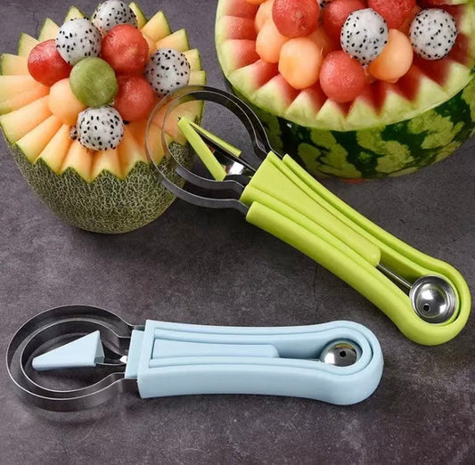 3 In 1 Watermelon Slicer Scoop, Stainless Steel Fruit Scooper, Kitchen Home Gadget Tool