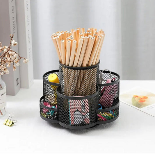 360 Degree Rotating Pen Holder, Rotating Desktop Organizer,  Mesh Desk Box Pencil Case