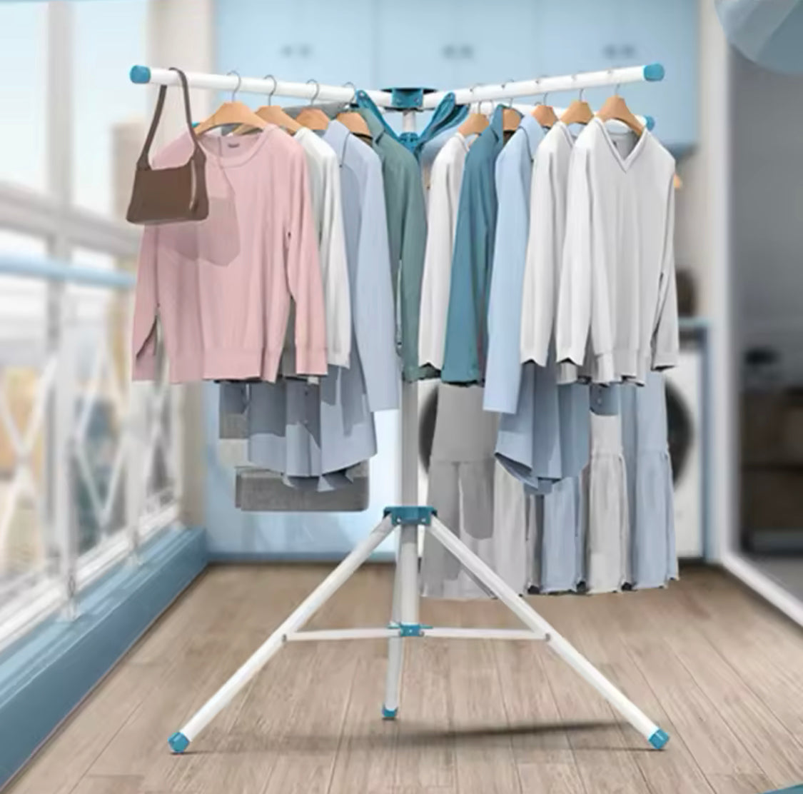 Standing Rack Indoor Garment Clothes, Space Saving Clothes Drying Rack, Hanging Storage Wardrobe