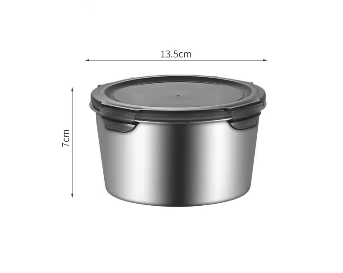 4pcs Stainless Steel Round Food Storage Containers, Kitchen Sealed Leakproof Lunch Box, Portable Picnic Bento Food Storage Box Container