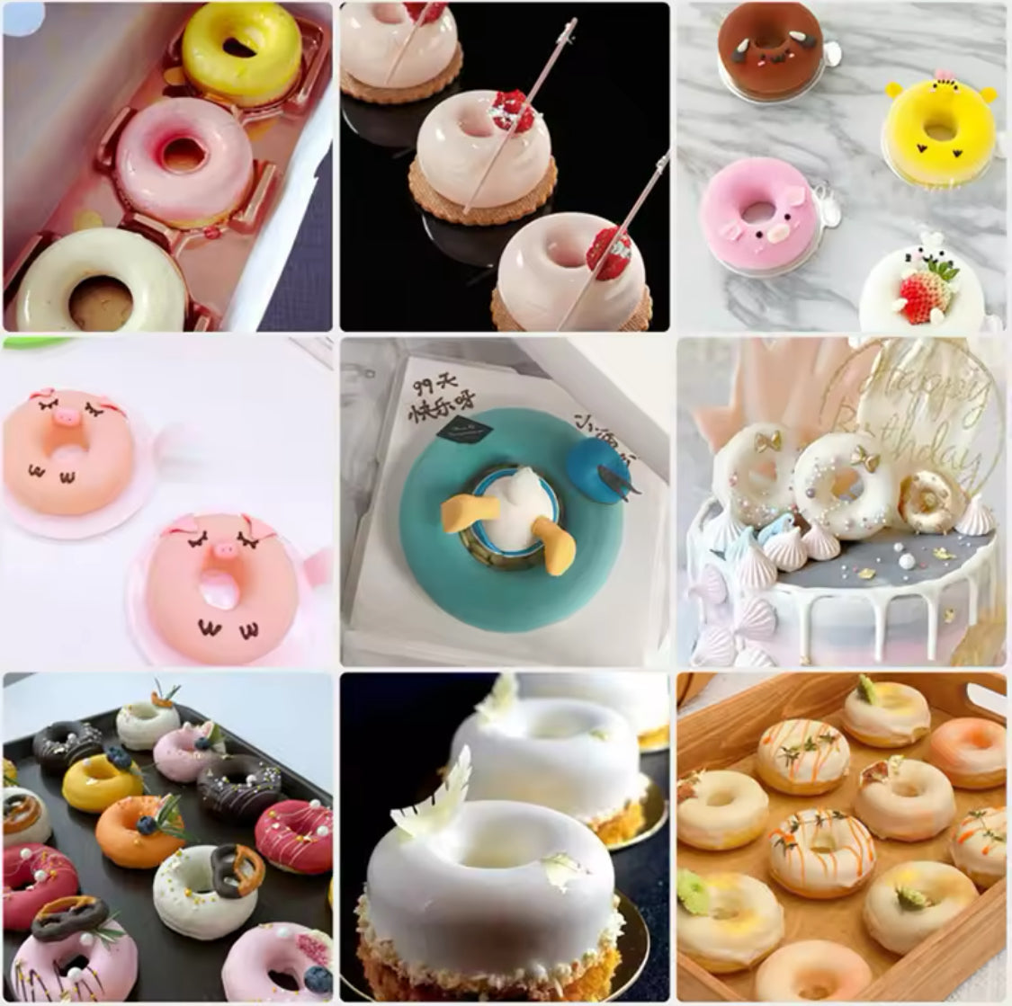 Stainless Steel Donut Mould, Multi-function Round Donut Mold, Creative Mousse Circle Cookie Mould with Handle