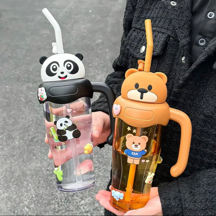 Cute Cartoon Bottle with Handle, Large 750ml Cartoon Water Bottle, Kids Water Bottle