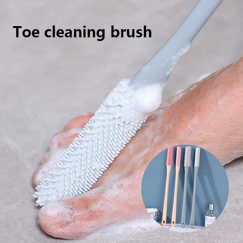 Long Handle Foot Washing Brush, Toe Cleaning Brush, Silicone Foot Cleaning Tool