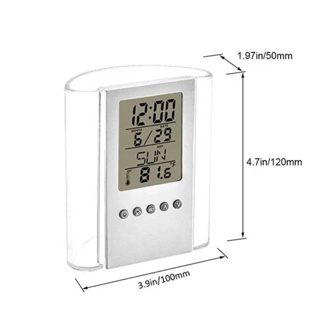 LCD Digital Alarm Clock Desk Pencil Pen Holder, Multi Function Pen Holder with Digital Time Clock, Perpetual Calendar Pen Holder