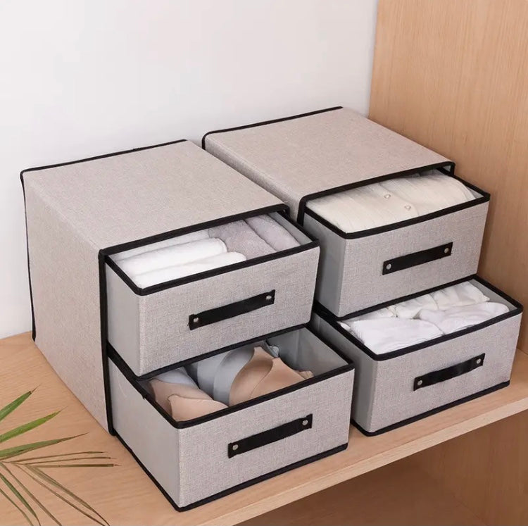 New Waterproof Cotton Linen Clothes Storage Box, Drawer Storage Box, Foldable Drawer Clothes Organizer