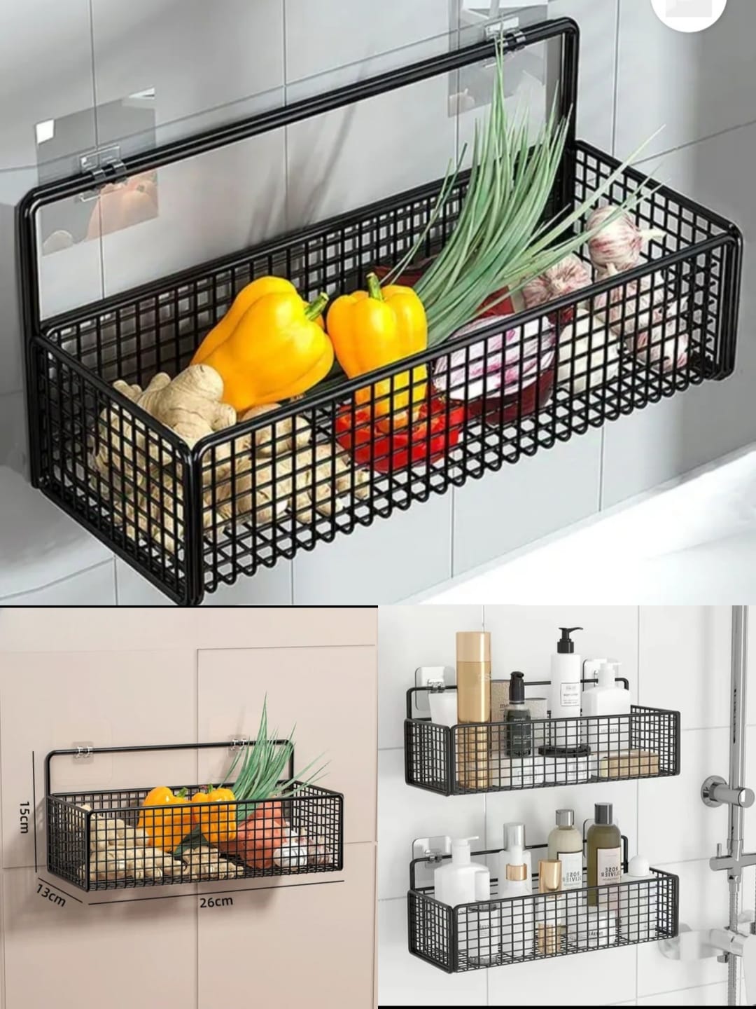 Kitchen Wall Mount Storage Rack, Multifunctional Kitchen Organiser, Wall Shelf Spice Rack