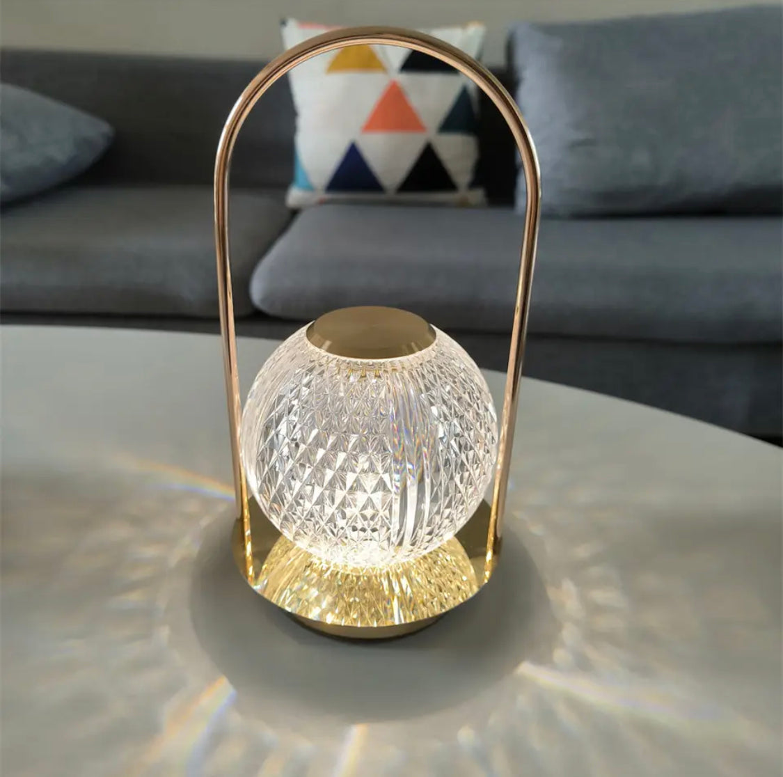 Retro Creative Metal Table Lamp, Portable Desk Lamp, Home decoration Crystal Ball Table Lamp