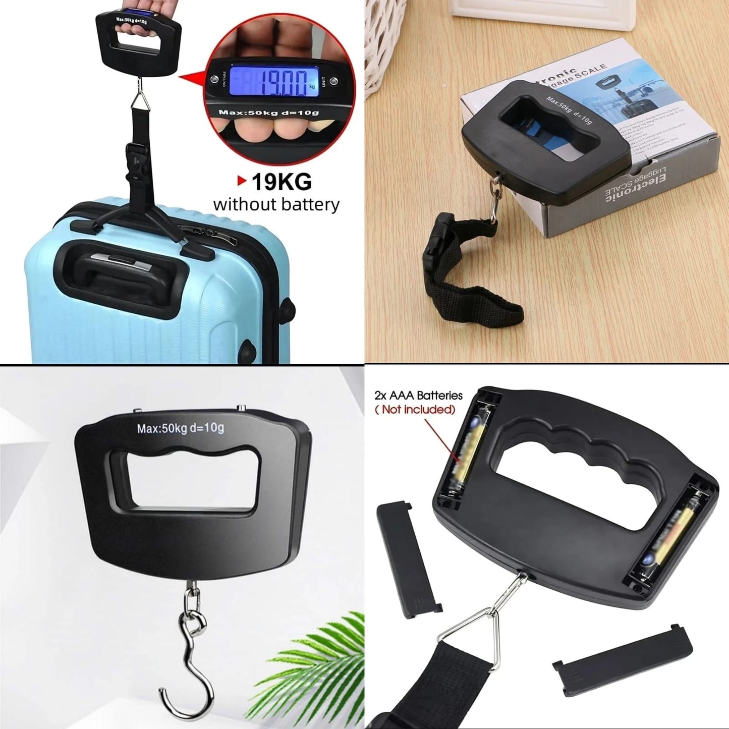 Portable Luggage Scale with LCD Display, Electronic Digital Weight Scale, Portable Handheld Scale