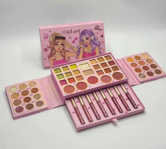 Eyeshadow Lipgloss Palette, Makeup Disk Pearl Matte Glos, Dream Eye Shadow Bright Color Makeup Blush Palette