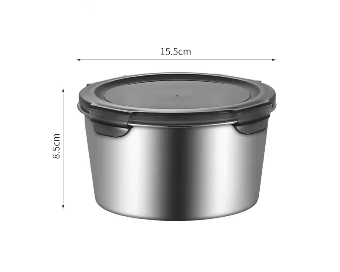 4pcs Stainless Steel Round Food Storage Containers, Kitchen Sealed Leakproof Lunch Box, Portable Picnic Bento Food Storage Box Container