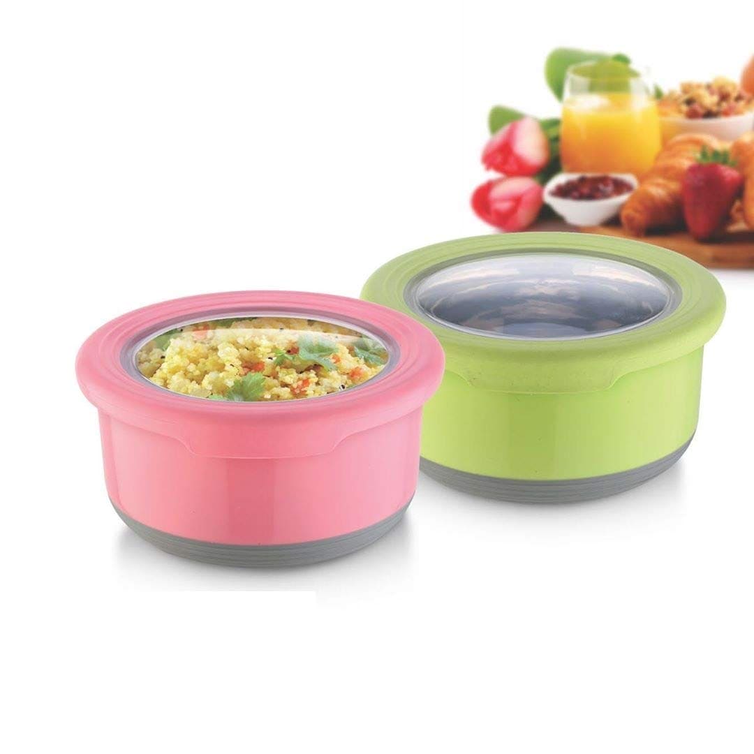 Set Of 3 Bento Bowl, Stainless Steel Round Food Container, Portable Leakproof Lunch Box, Food Silicone Bento Lunch Box For Kids, Instant Noodle Bowl Food Container, Collapsible Food Container with Lid, Stainless Steel Non-Slip Crisper