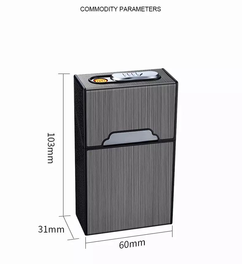 Three In One USB Rechargeable Lighter, 20 PCs Conventional Cigarette Boxes, Metal Windproof Tungsten Wire Lighter, Outdoor Waterproof Cigarette Case