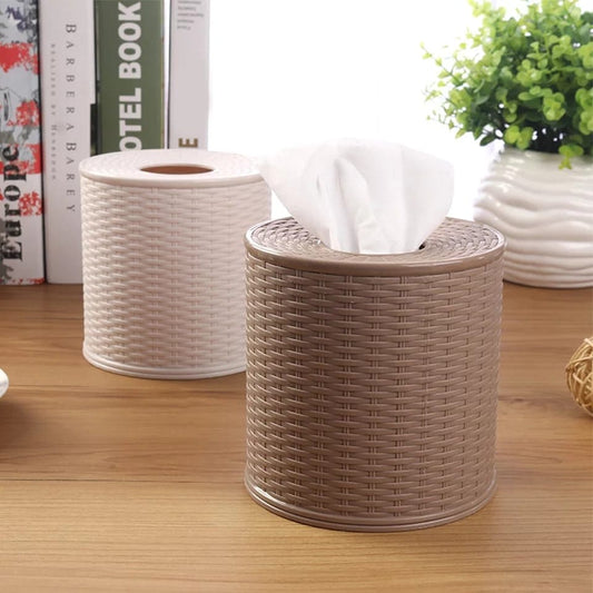 Round Container For Tissue, Living Room Bedroom Napkin Holder, Home Toilet Paper Storage Container, Dustproof Hotel Decorative Tissue Box