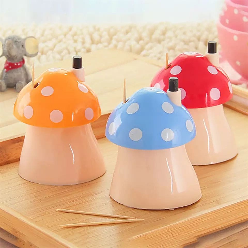 Creative Press Type Mushroom Toothpick Box, Pocket Small Toothpick Box, Mushroom Shape Toothpick Storage Container, Automatic Toothpick Holder Dispenser