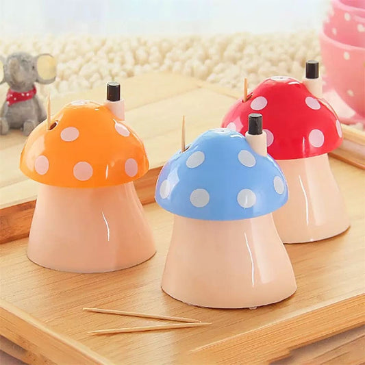 Creative Press Type Mushroom Toothpick Box, Pocket Small Toothpick Box, Mushroom Shape Toothpick Storage Container, Automatic Toothpick Holder Dispenser