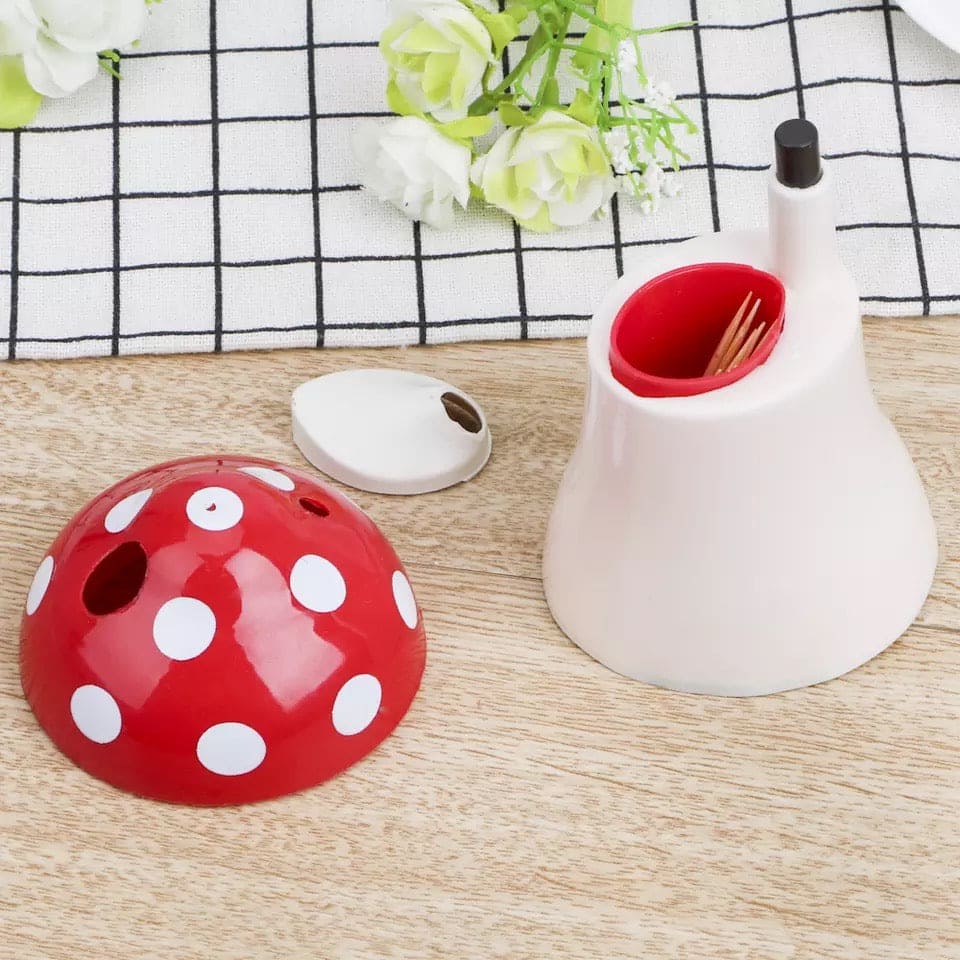 Creative Press Type Mushroom Toothpick Box, Pocket Small Toothpick Box, Mushroom Shape Toothpick Storage Container, Automatic Toothpick Holder Dispenser