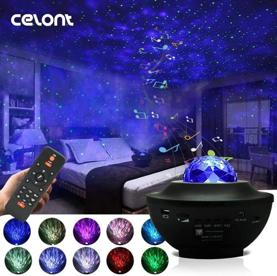 LED Star Ocean Wave Projector, Galaxy Starry Sky Projector Night Lamp With Music Bluetooth Speaker, Child Bluetooth USB Music Player Star Night Light, Romantic Projection Lamp For Kids