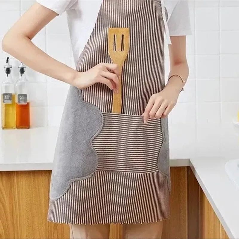 Multifunction Wipeble Kitchen Apron, House Hold Water Proof And Oil-Proof Apron, Enlarged Pocket Waterproof Oil-Proof Coffee Pinafore