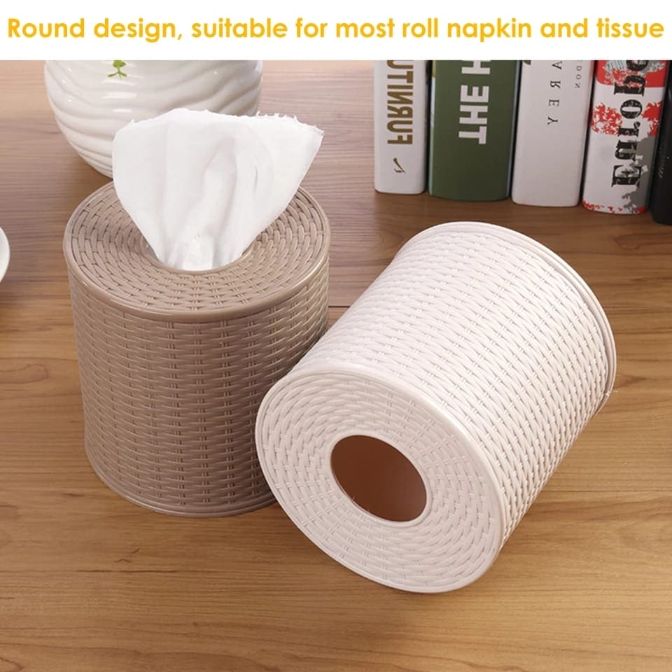 Round Container For Tissue, Living Room Bedroom Napkin Holder, Home Toilet Paper Storage Container, Dustproof Hotel Decorative Tissue Box