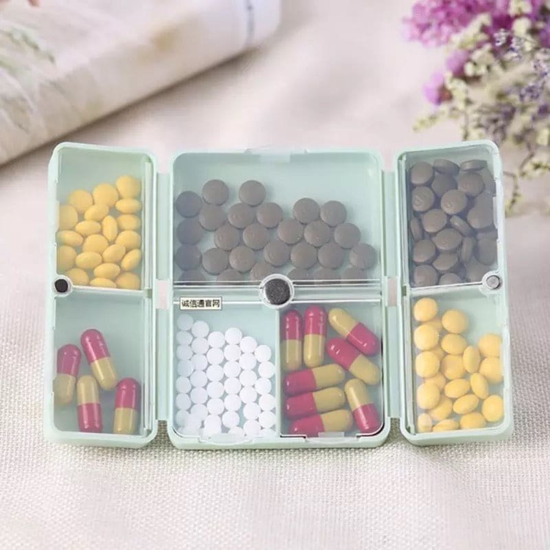 7 Days Foldable Travel Medicine Holder, Weekly Pill Case Box, Foldable Vitamin Medicine Holder,  Tablet Storage Dispenser Container, Magnetic Pill Storage Box