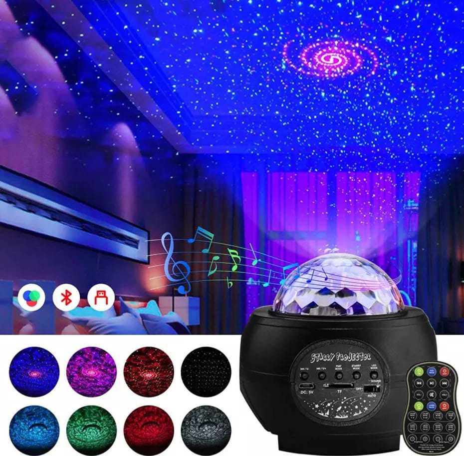 LED Star Ocean Wave Projector, Galaxy Starry Sky Projector Night Lamp With Music Bluetooth Speaker, Child Bluetooth USB Music Player Star Night Light, Romantic Projection Lamp For Kids