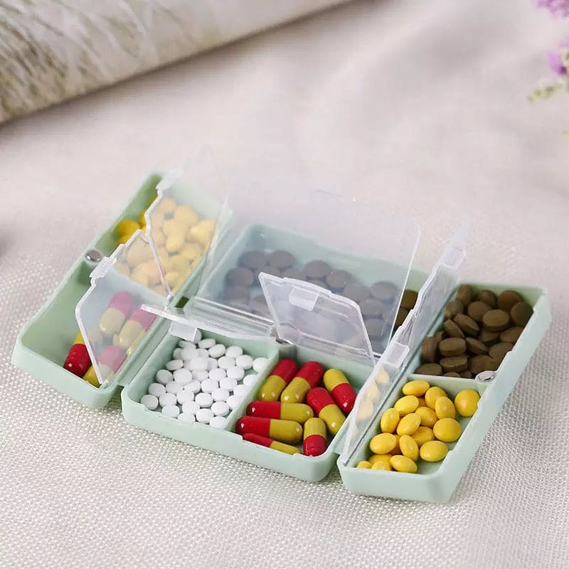 7 Days Foldable Travel Medicine Holder, Weekly Pill Case Box, Foldable Vitamin Medicine Holder,  Tablet Storage Dispenser Container, Magnetic Pill Storage Box