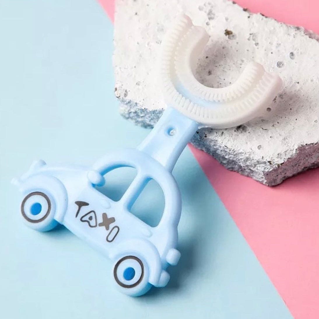 Lovely Taxi Shaped Children Whiting U-Type Toothbrush, 360˚  Degree Cleaning Labor-Saving Toothbrush