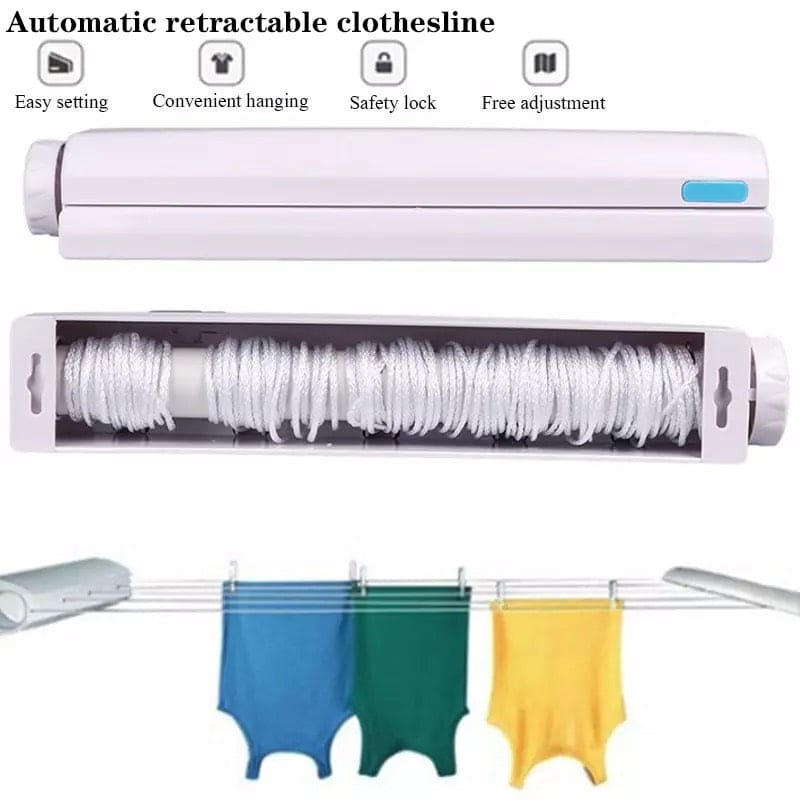 Heavy Duty Retractable Hang Drying Rack, Automatic Telescopic Clothesline, Wall Mounted Clothes Line, Flexible Clothesline, Bathroom Clothes Dryer, Balcony Drying Rack Household Clothesline, Retractable Clothes Drying Rack, Drawing Rope