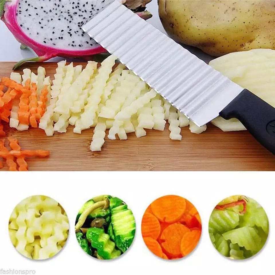 Stainless Steel Potato Chip Slicer, Wavy Knife, Vegetable Crinkle Cutter