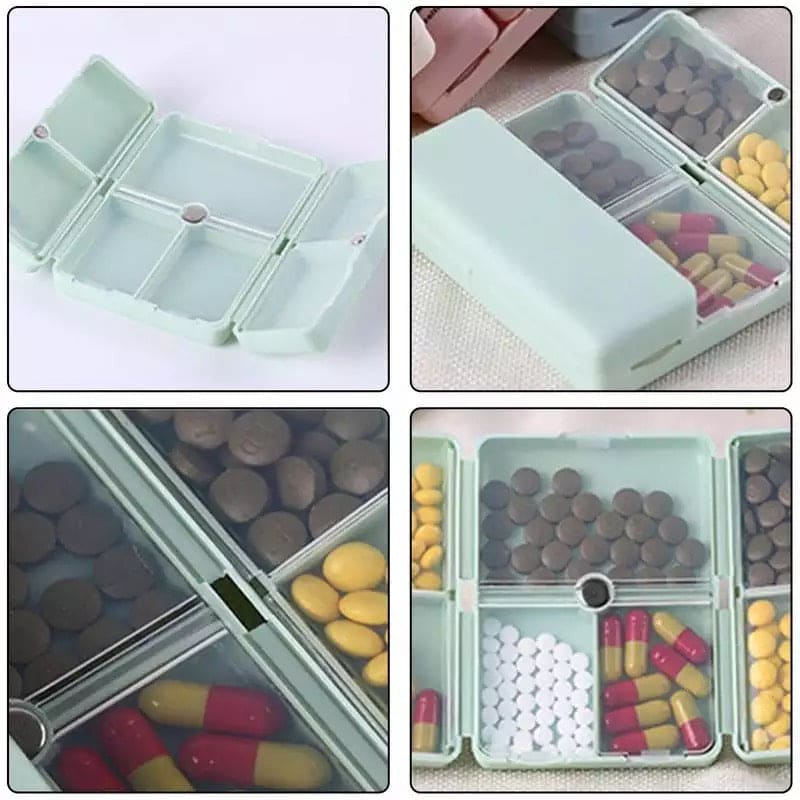 7 Days Foldable Travel Medicine Holder, Weekly Pill Case Box, Foldable Vitamin Medicine Holder,  Tablet Storage Dispenser Container, Magnetic Pill Storage Box