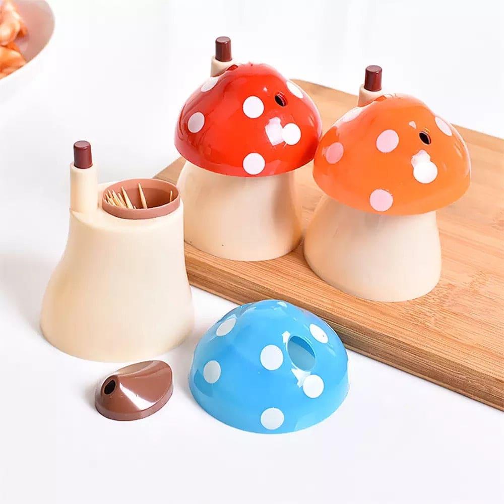 Creative Press Type Mushroom Toothpick Box, Pocket Small Toothpick Box, Mushroom Shape Toothpick Storage Container, Automatic Toothpick Holder Dispenser