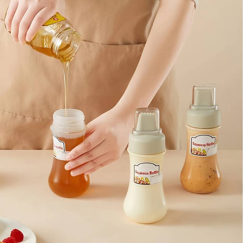 Squeeze Sauce Bottle, 350ml Five Hole Sauce Bottle, Leak Proof Refillable Condiment Container For Salad Ketchup Honey Jam, Multipurpose Kitchen Sauce Storage Container