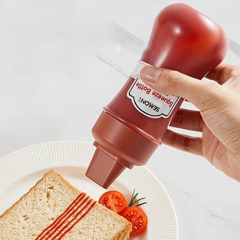 Squeeze Sauce Bottle, 350ml Five Hole Sauce Bottle, Leak Proof Refillable Condiment Container For Salad Ketchup Honey Jam, Multipurpose Kitchen Sauce Storage Container